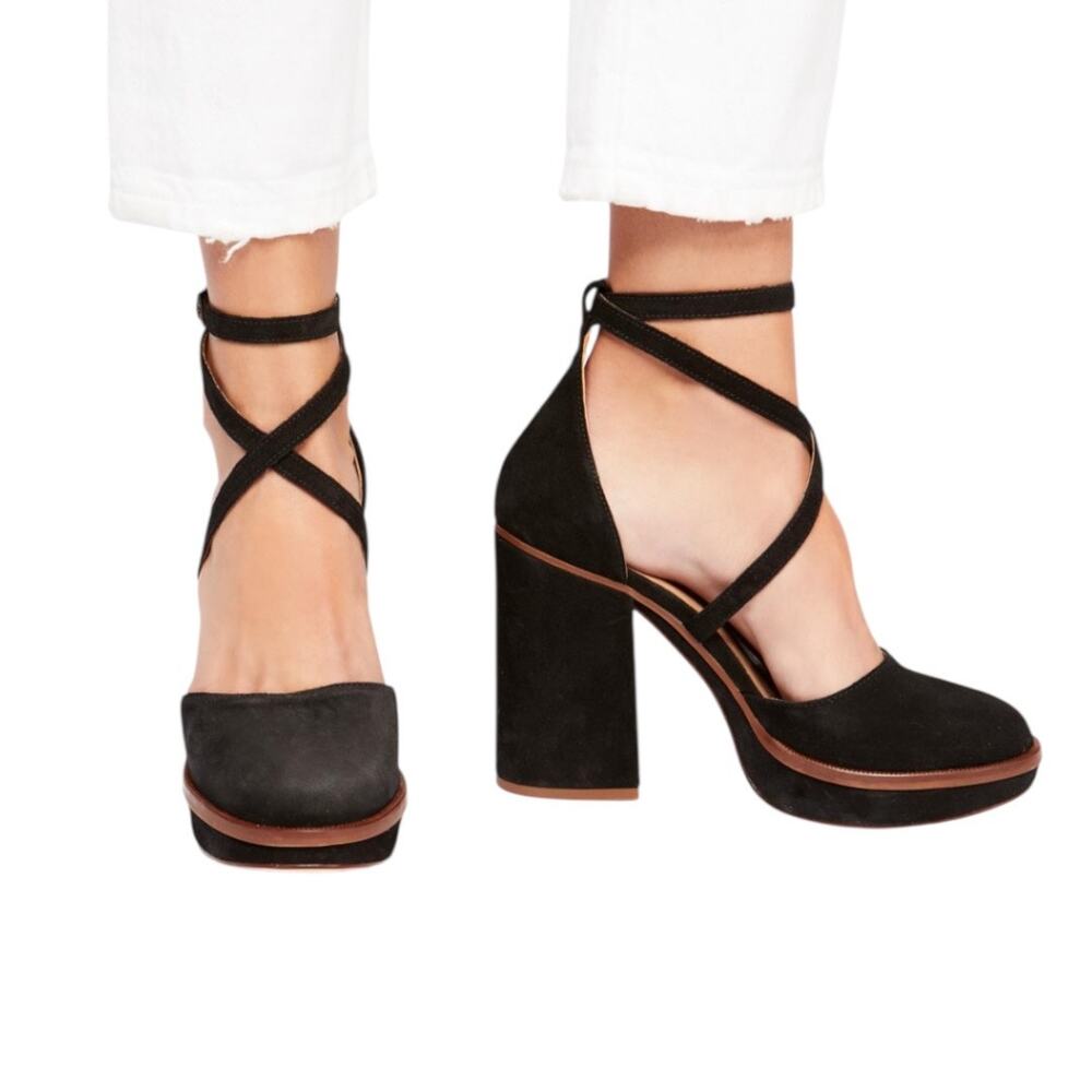Free People Remi Platform Heels NWT Black 39
